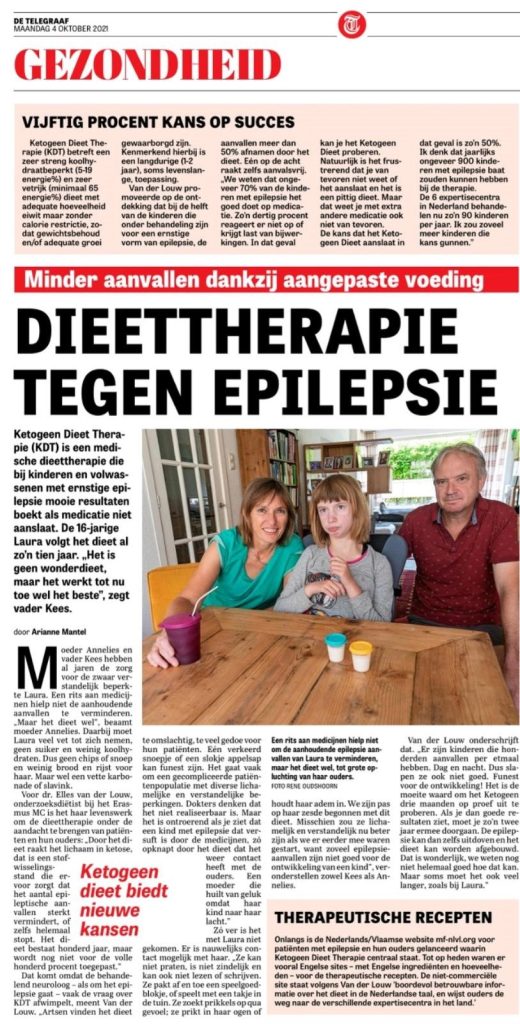 De Telegraaf "Dieettherapie tegen epilepsie"